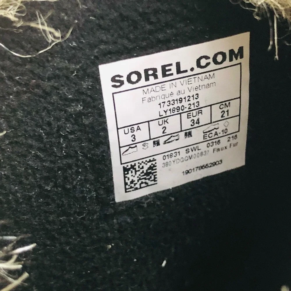 SOREL Tofino II Youth‎ Girl's Peatmoss Winter Boots Weatherproof Size 3